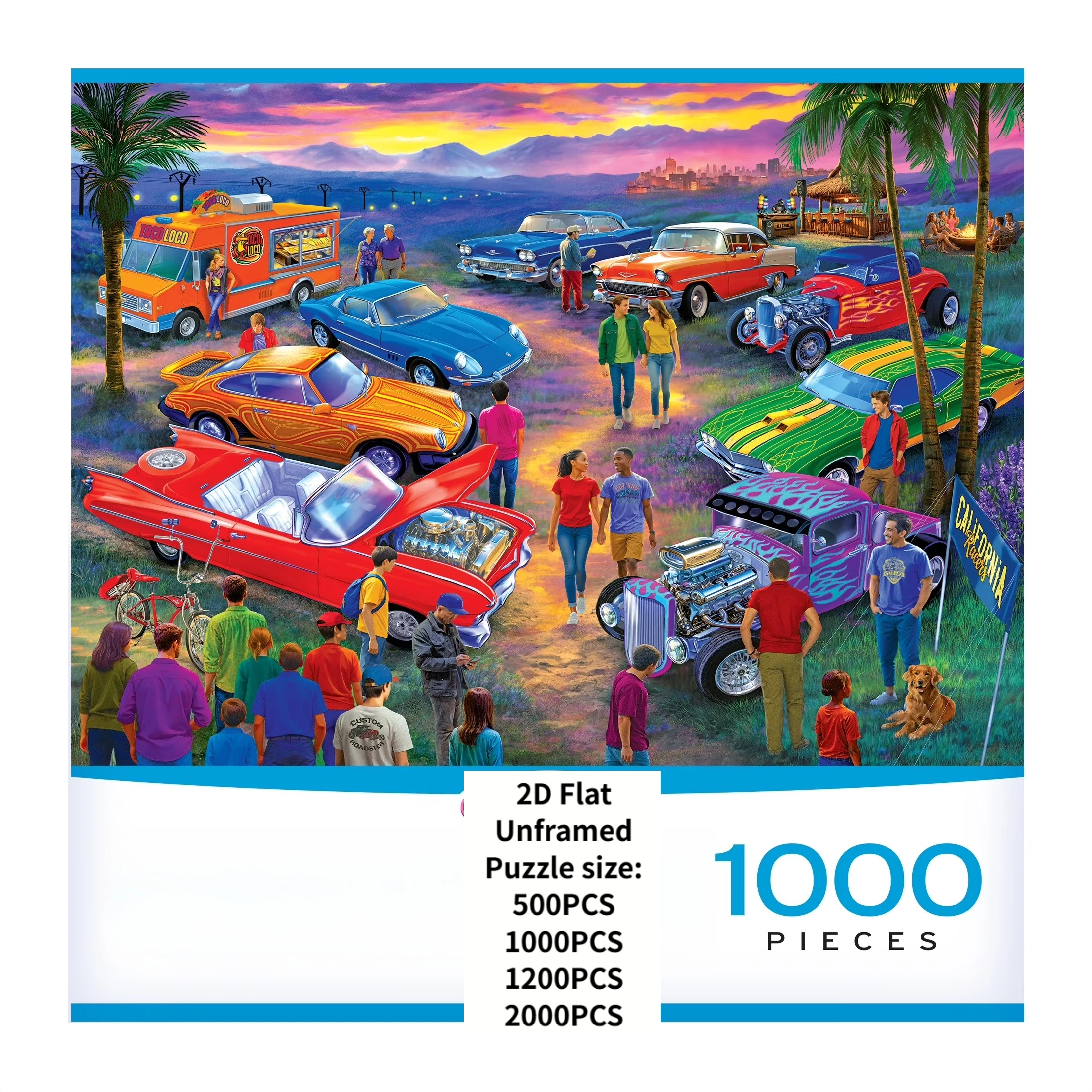 

1000 Pcs Puzzles for Adults California Car Show Jigsaw Puzzles Educational Games Colorful Puzzles Gifts Home Decor