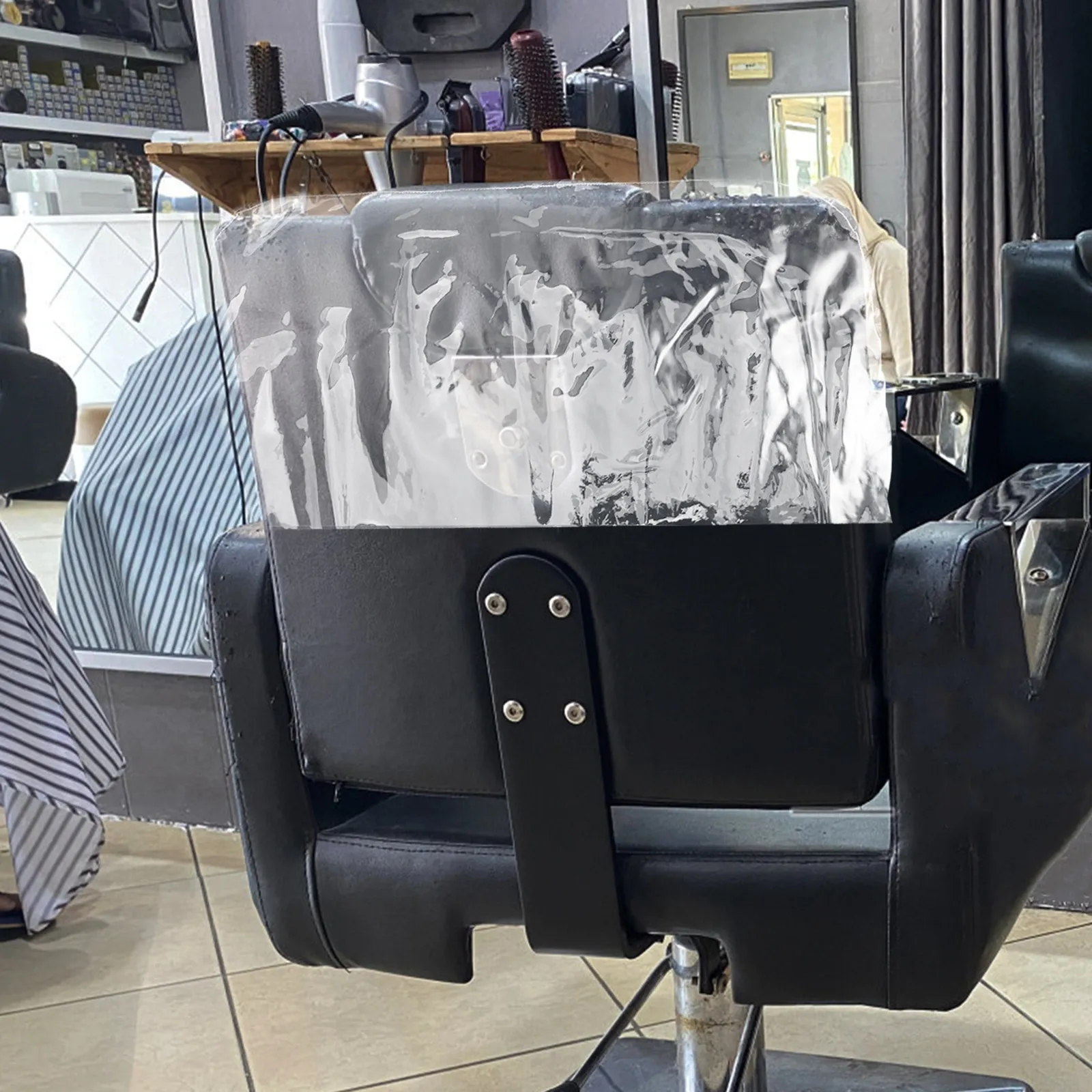 Clear Salon Chair Cover Back Protector Universal Fit Waterproof Plastic Seat Cover for Barber Shop Spa Styling Chairs