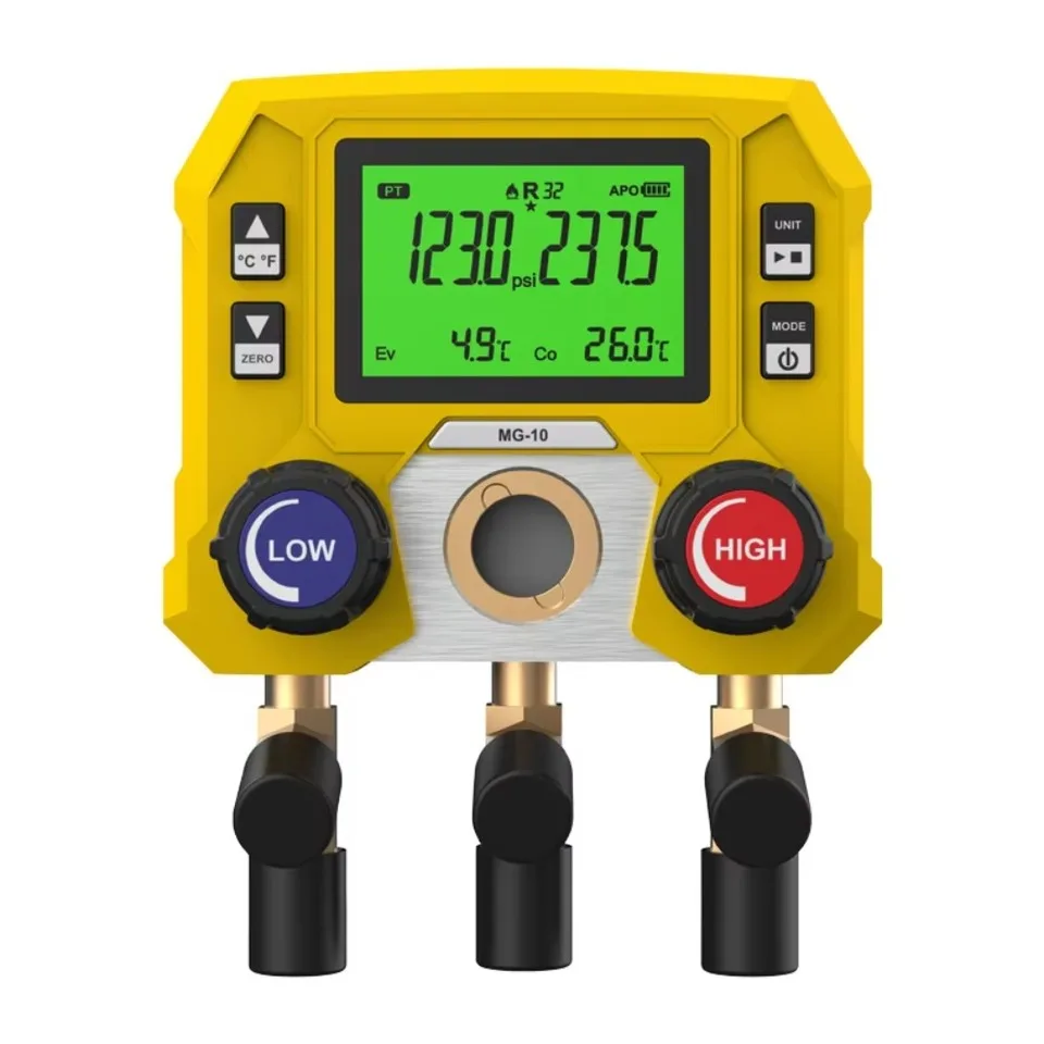 10 Digital Manifold Gauge Set for R134 R22 R12 R502 for Refrigeration & Air Conditioning Pressure Gauges