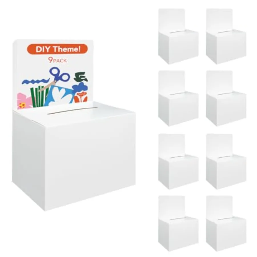 

Pack White Cardboard Suggestion Box with Removable Header Board, 6.5x4.5x4.5 Inch Small Raffle Ticket Box for Charity, Fundrais