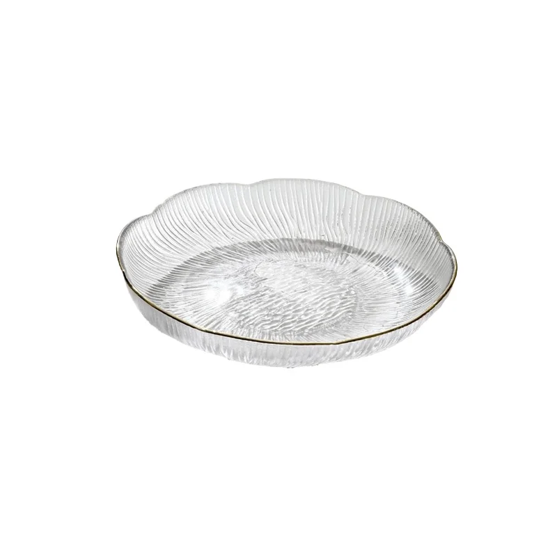 Luxury Glass Tableware Set Household Kitchen Accessories Plate and Bowl Modern High Beauty Dessert Bowl Dim Sum Snack Plate