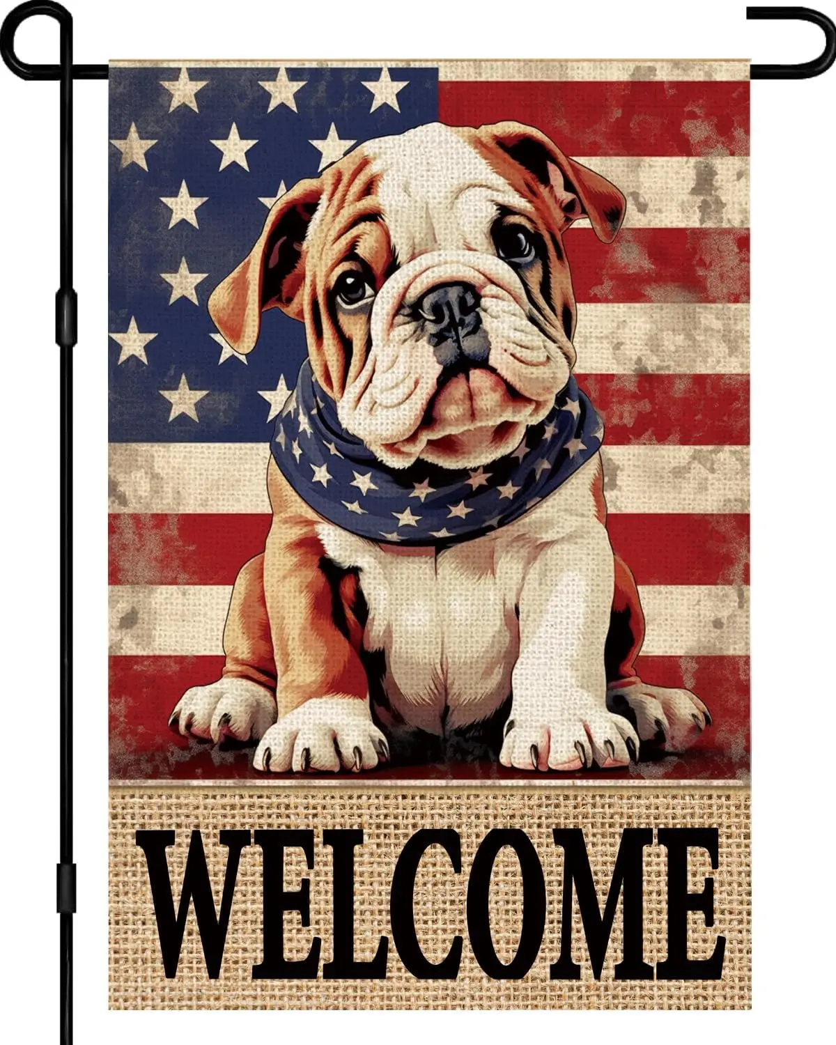 4th of July Patriotic Garden Flag 12x18 Double Sided Bulldog American Burlap Yard Flag Independence Day Outdoor Decorations xxl