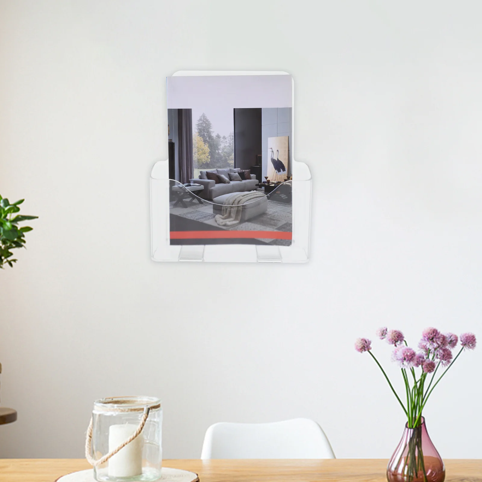 

2pcs Acrylic A4 Document Holder Transparent File Organizer Desk Wall Mount Paper Display Stand Folder Storage Rack Clear