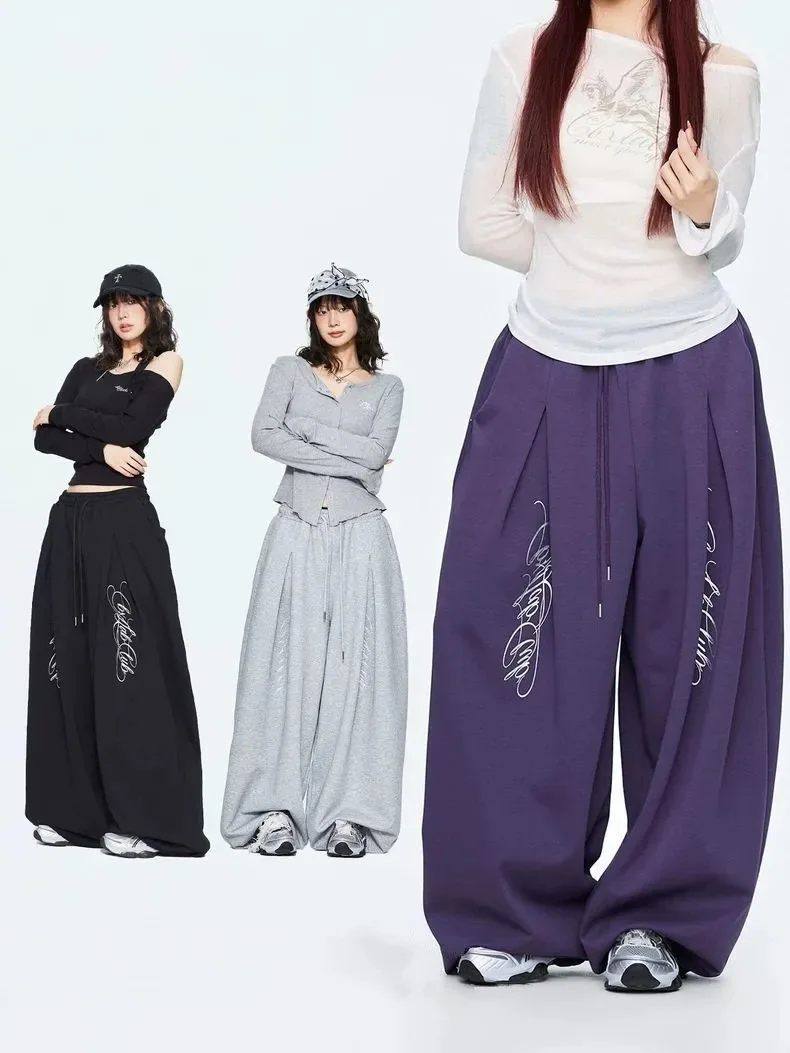 

Spring and Summer New European and American Casual Sports Pants Women's Summer Wide Leg Pants