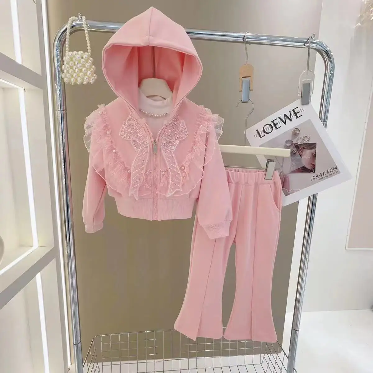 2023 Spring and Autumn New Girls Sports and Leisure Korean Fashionable Girls Hooded Long Sleeve Set Kids Girls Two Piece Set