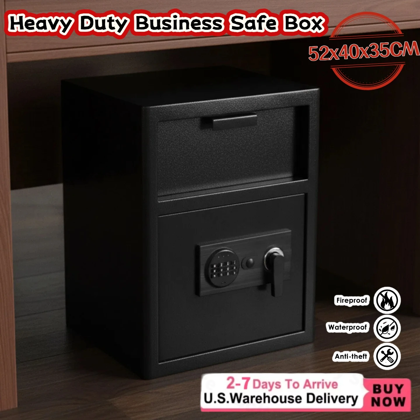 

Heavy Duty Safe Box Digital Security Home Safe with Combination Lock Anti-Theft Safe Box for Home Office Business Antique Brass