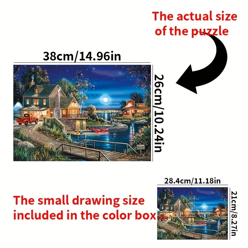 1000pcs Adult Mini Puzzle with Lakeside Houses Design - Scratch-Resistant, High Difficulty, Suitable for Adults, Family Entert