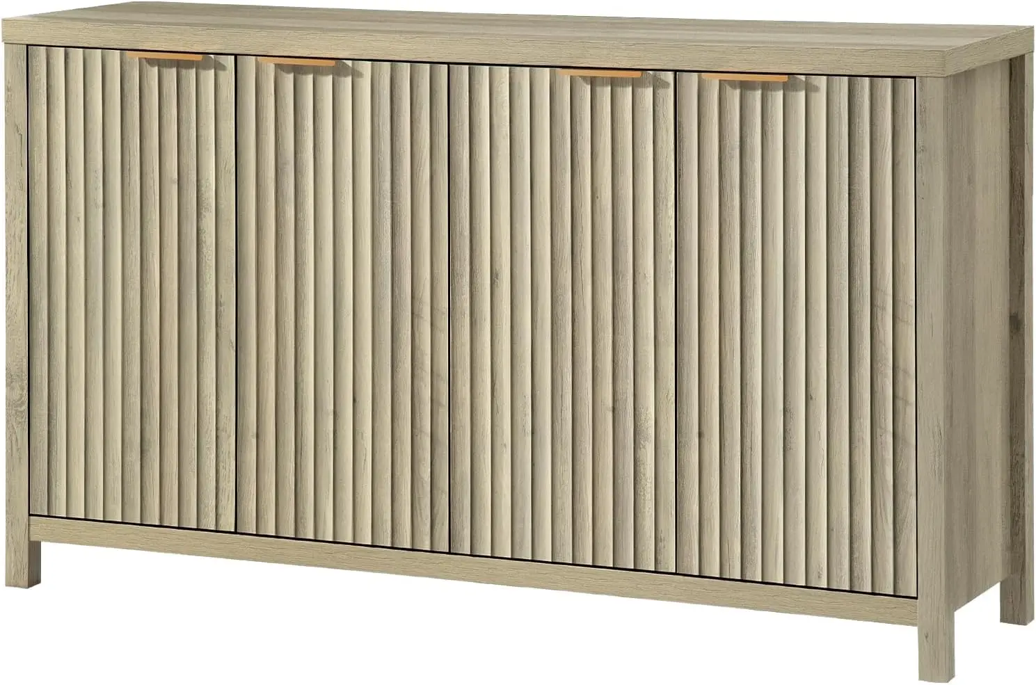 

Ox Fluted Sideboard Buffet Cabinet With Storage, 56"" Wide Accent Modern Credenza With Doors & Shelves, Media Console Farmhouse