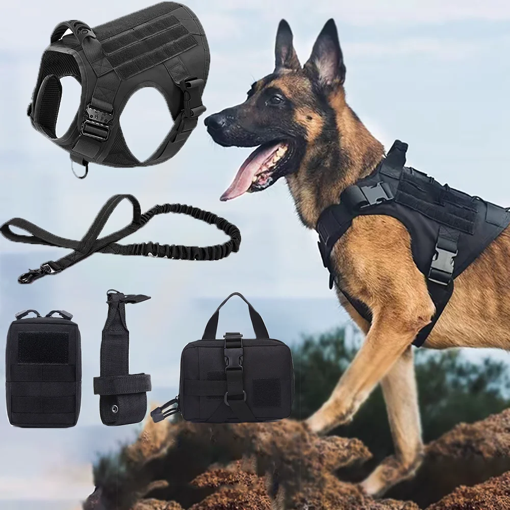 Dog K9 Harness and Leash No Pull Breathable German Shepherd Pet Military Training Outdoor Walking Vest Small Medium Large Dogs