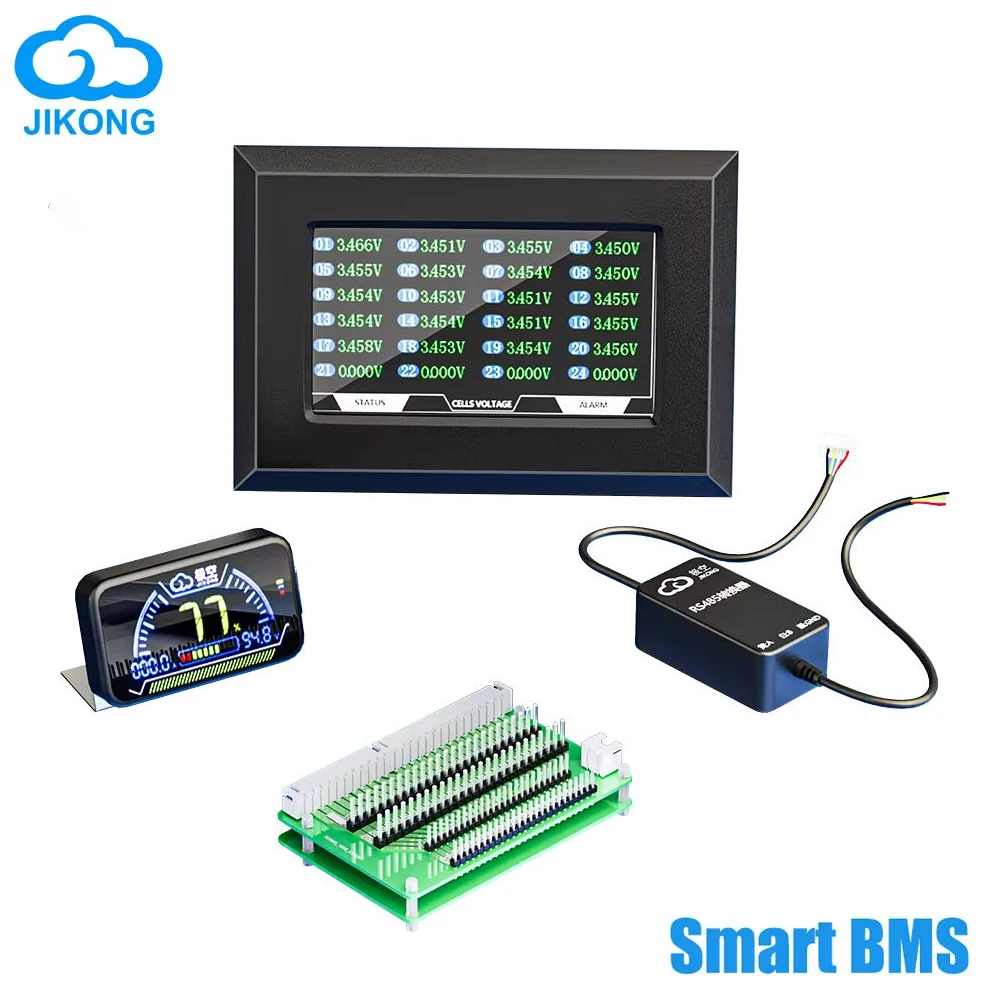 JK BMS JIKONG اكسسوارات RS485 كابلات اتصال الكمبيوتر LLT RJ45 إلى USB شاشة الكريستال السائل LED مؤشر لوحة وحدة متوازية JKBMS #6