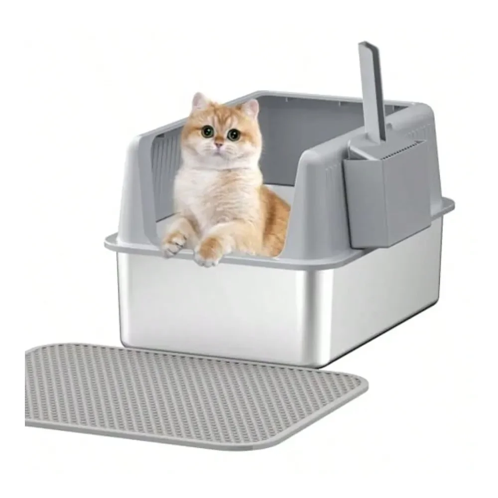 

Cat Litter Box Litter Box Cat AccessoriesSteel Cat Litter Box With LidXL 19.7 L X 13.8 W X 11.8 H Deep Large Metal Litter Box Wi