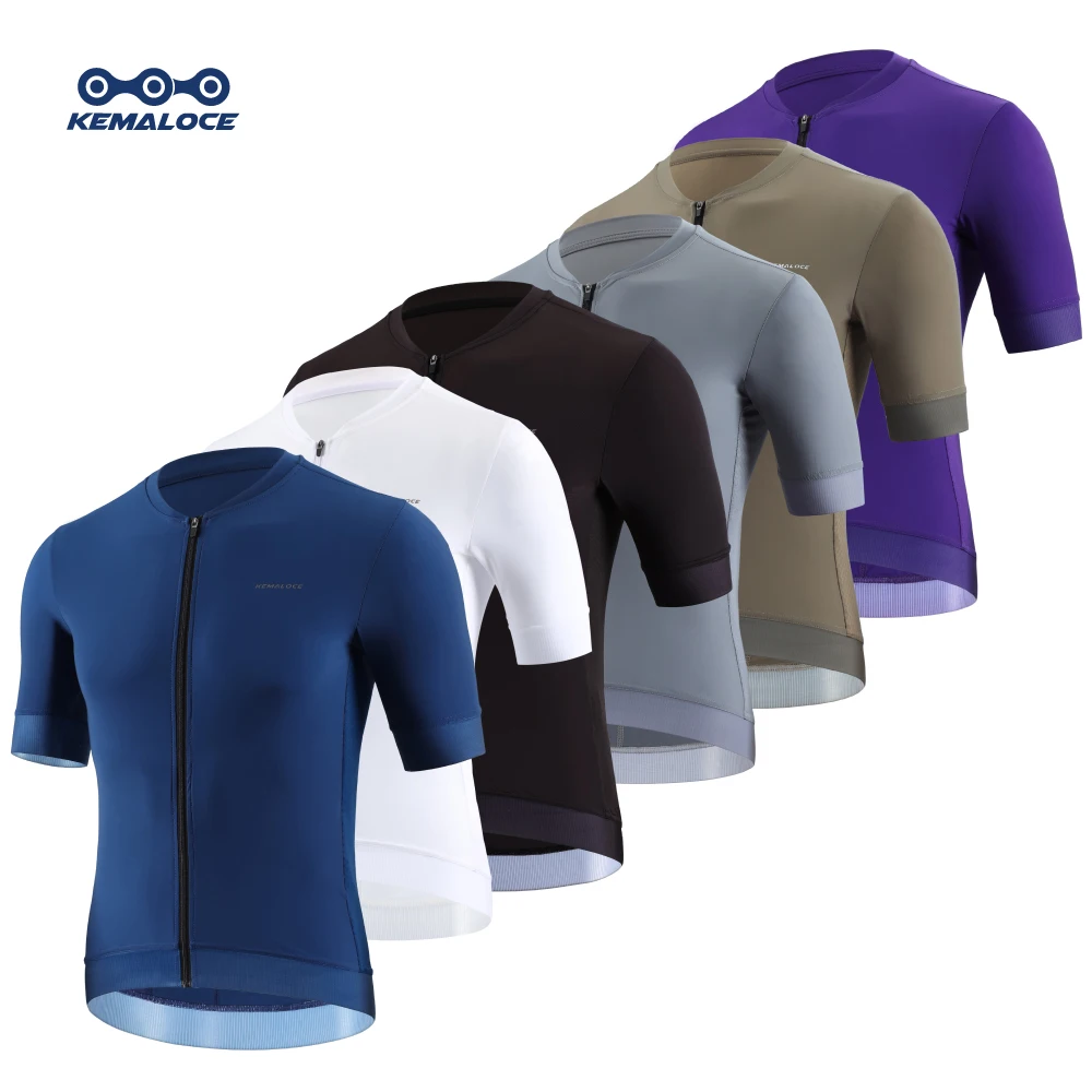 KEMALOCE maillot de cyclisme hommes à manches courtes 2024 été solide bleu & noir & blanc & gris réfléchissant respirant Cool vélo vélo vélo maillot