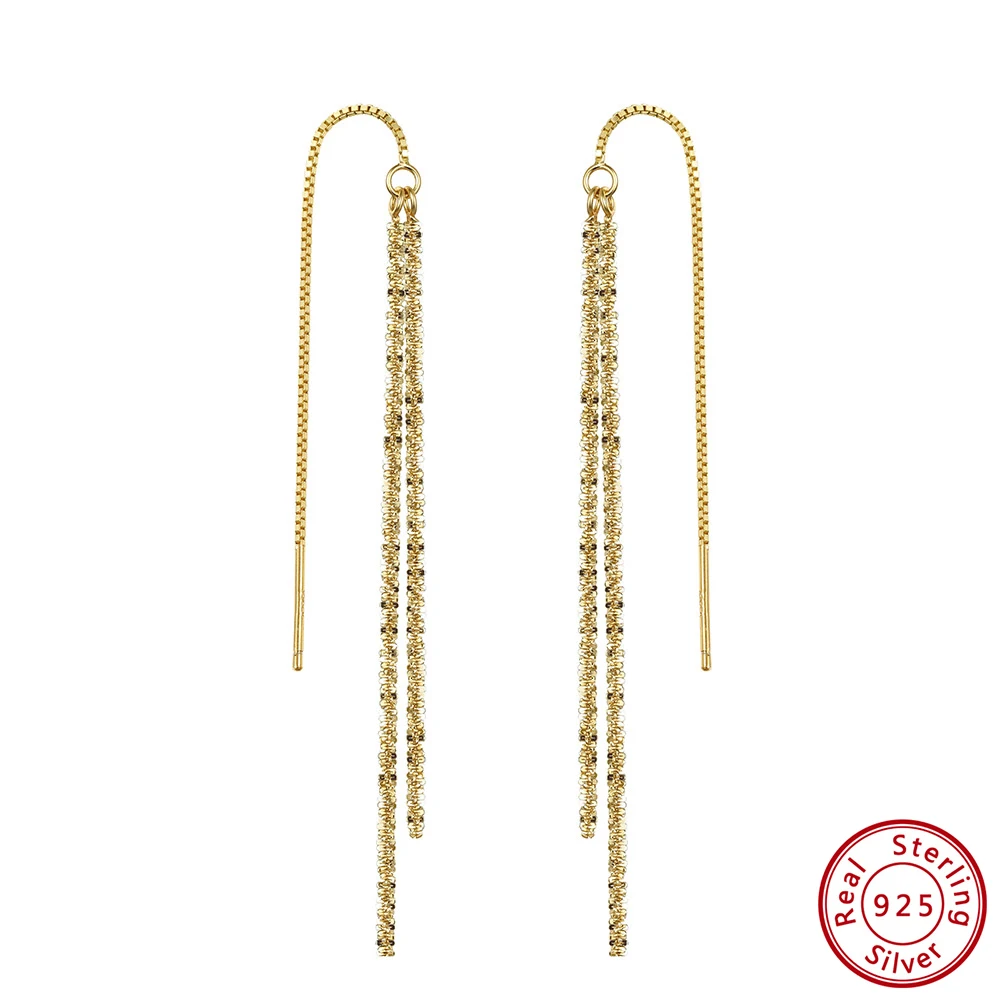 

KISS MANDY стерлингового серебра 925 пробы, минималистичные блестящие серьги-капли с кисточками для женщин, подарок, линия ушей, модные ювелирные аксессуары APE152