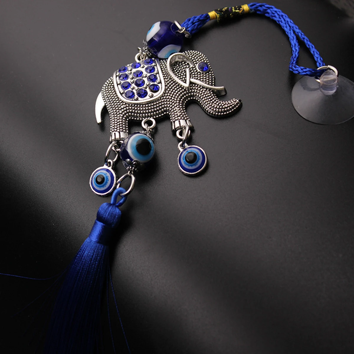 Blue Inlaid with Suction Cup, Personalized Elephant Car Pendant, Creative Design