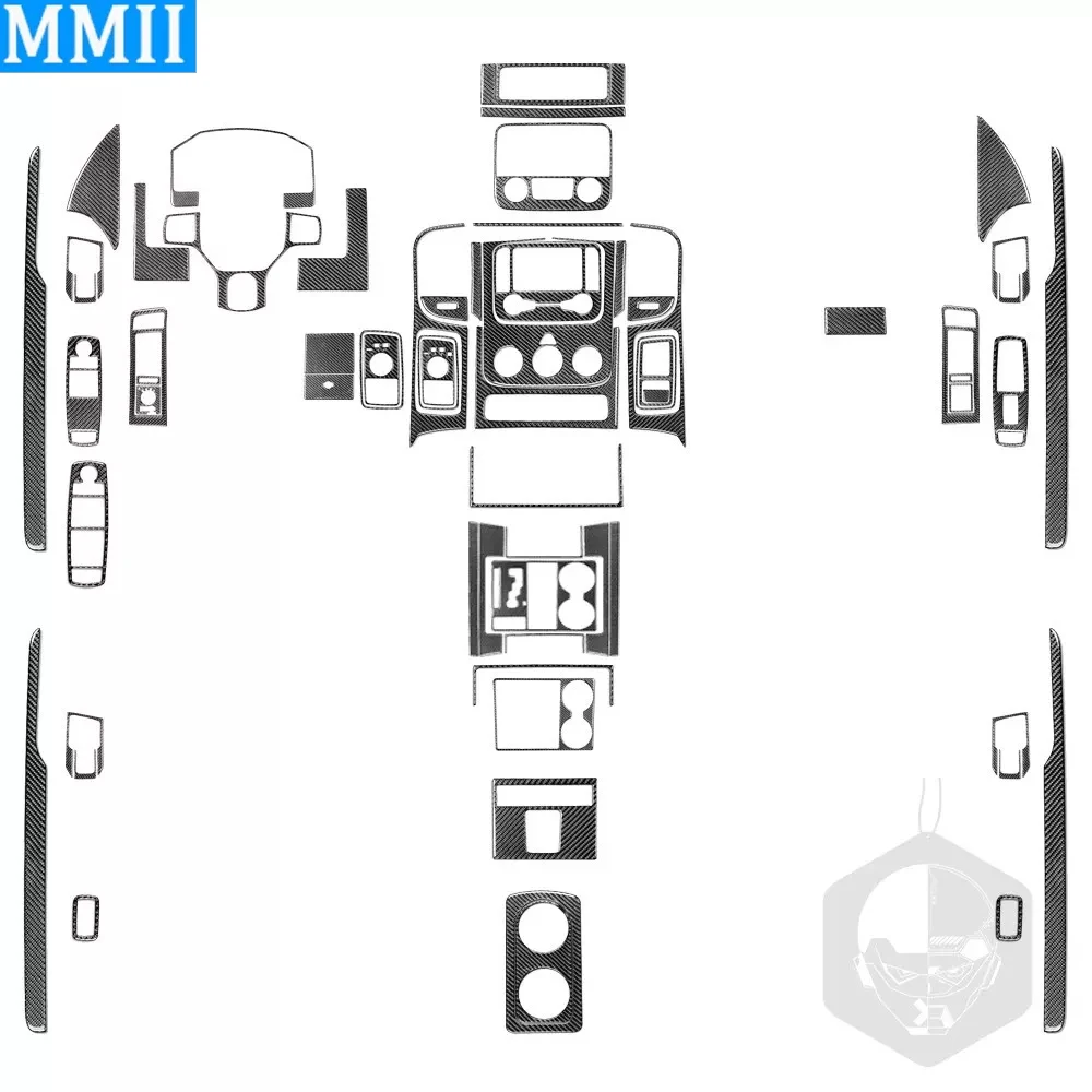 

88 шт., полный комплект внутренней отделки из настоящего углеродного волокна, автомобильные аксессуары, декоративная наклейка для RAM 1500 2500 3500 2013-2015