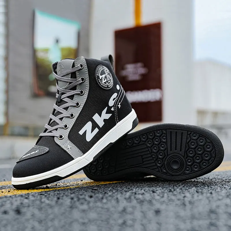 Man Motorcycle Boots Fashion Breathable Anti Slip Men's Motorbike Shoes Motocross Anti-fall Motos Ankle Length Short Boot