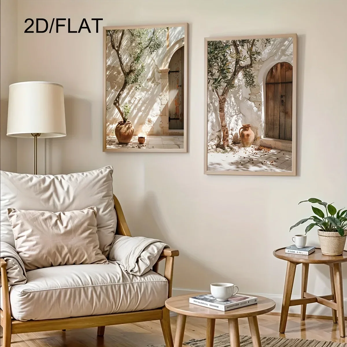 Impresiones en lienzo de paisaje mediterráneo Vintage, póster de olivo, macetas de arcilla, impresiones artísticas, arte de pared de estilo Cottagecore, decoración del hogar, 2 uds.