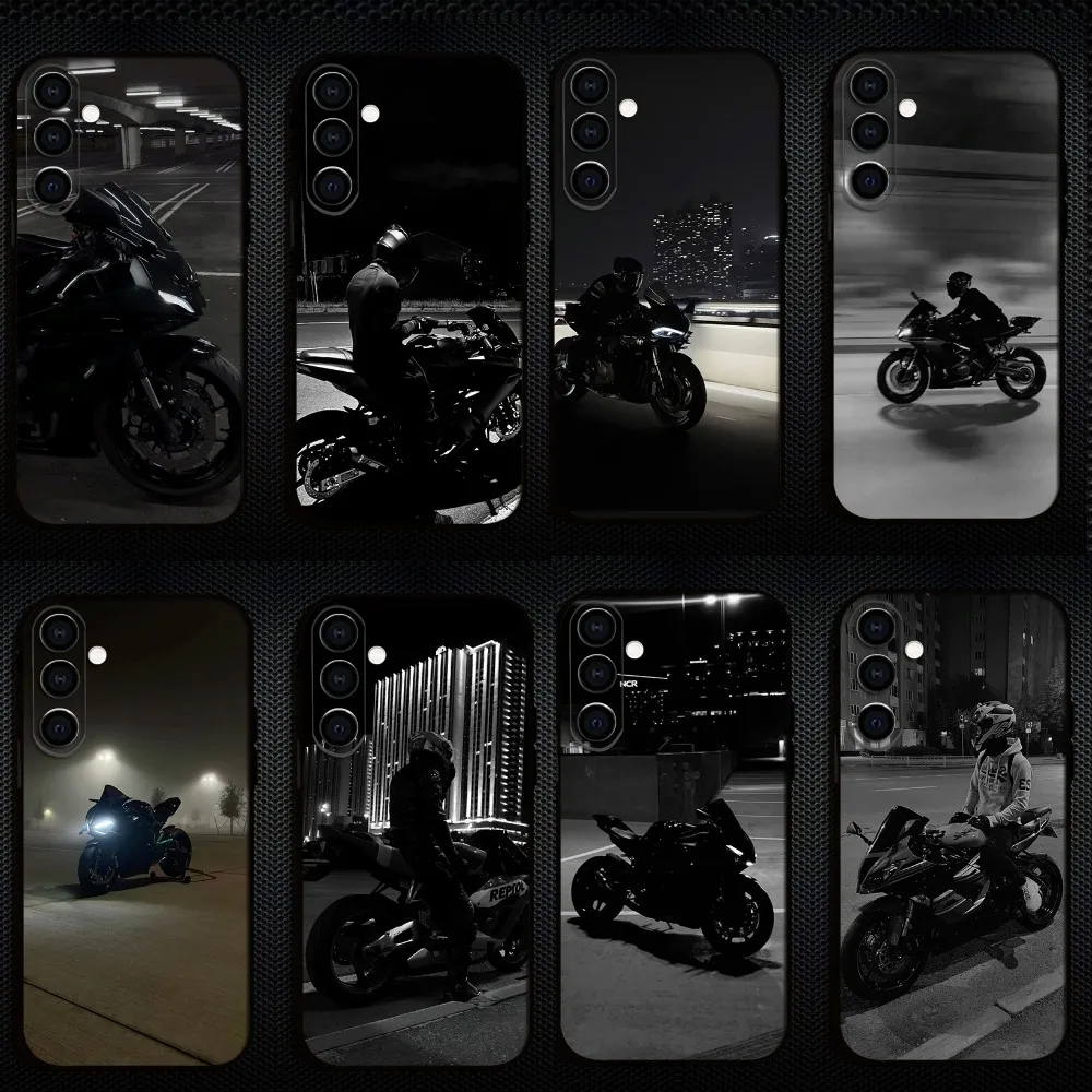 

cool motorcycle black Phone Case For Samsung Galaxy A73/A72/A71/A70/A53/A52/A51/Others Soft Black Shell