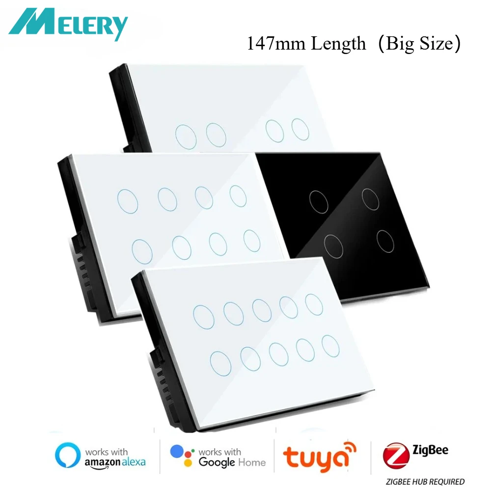 

Прерыватель Melery Zigbee, умный выключатель света, настенная сенсорная стеклянная панель, голосовое управление Alexa, требуется концентратор считывания сигнала Google Home