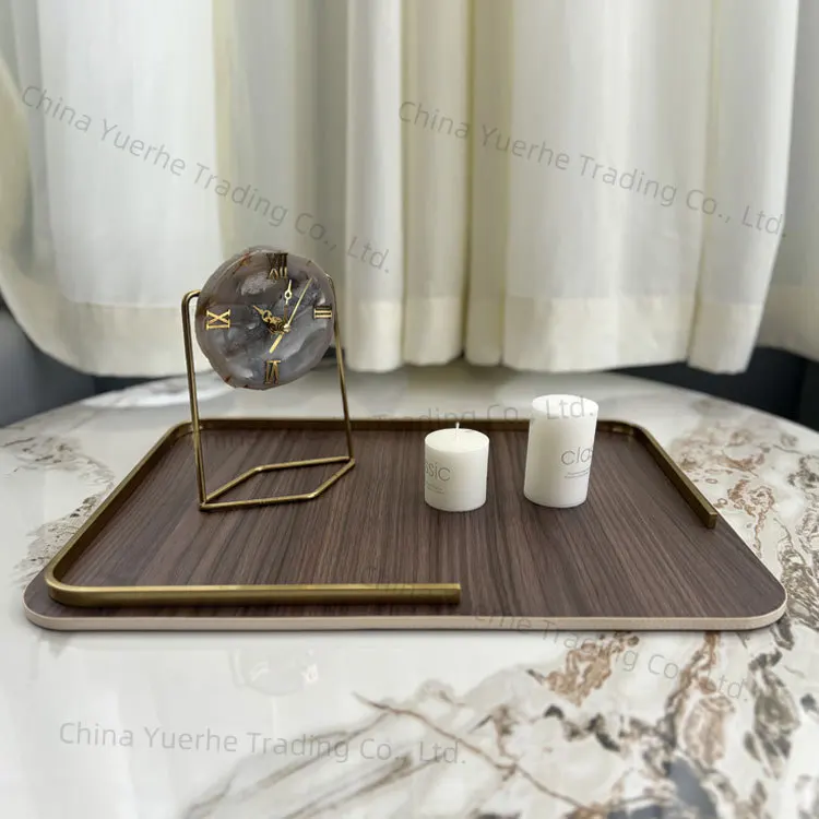 

Modern art light luxury wooden tray ornament model room sales office living room study entrance log color decoration
