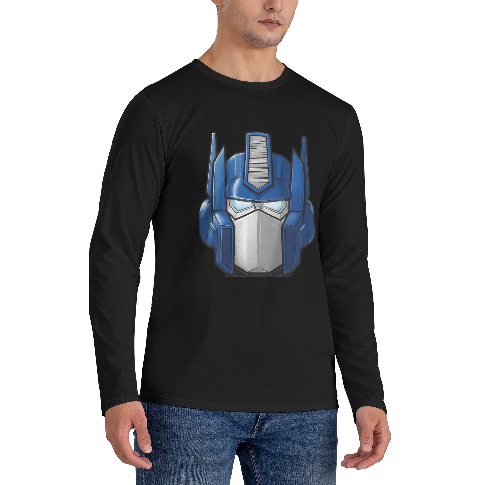 

Optimus Prime Men's Long Sleeved T-shirt Fashion Round Neck T shirts Spring and Autumn Men tops