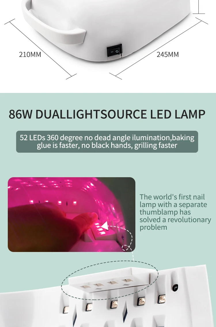 Battery Rechargeable Nail Lamp Red Light Gel Polish Dryer Wireless UV Light for Nails Cordless Nail UV LED Lamp