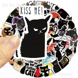 50PCS Cute Funny Animal Black Cat Sticker Waterproof PVC Gift Decoration Stationery Box Water Cup Phone Case Suitcase Laptop