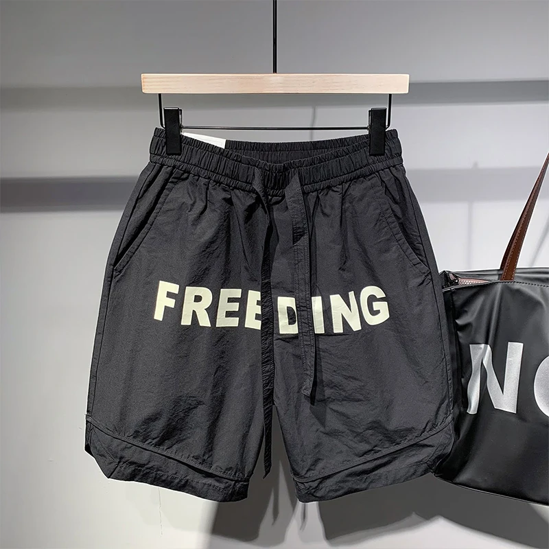 

Men's Summer Qui Dry Five Inch Casual orts Beach Baskeall Loose Fit Straight Leg mid Waist Youth Active Sle Faionable