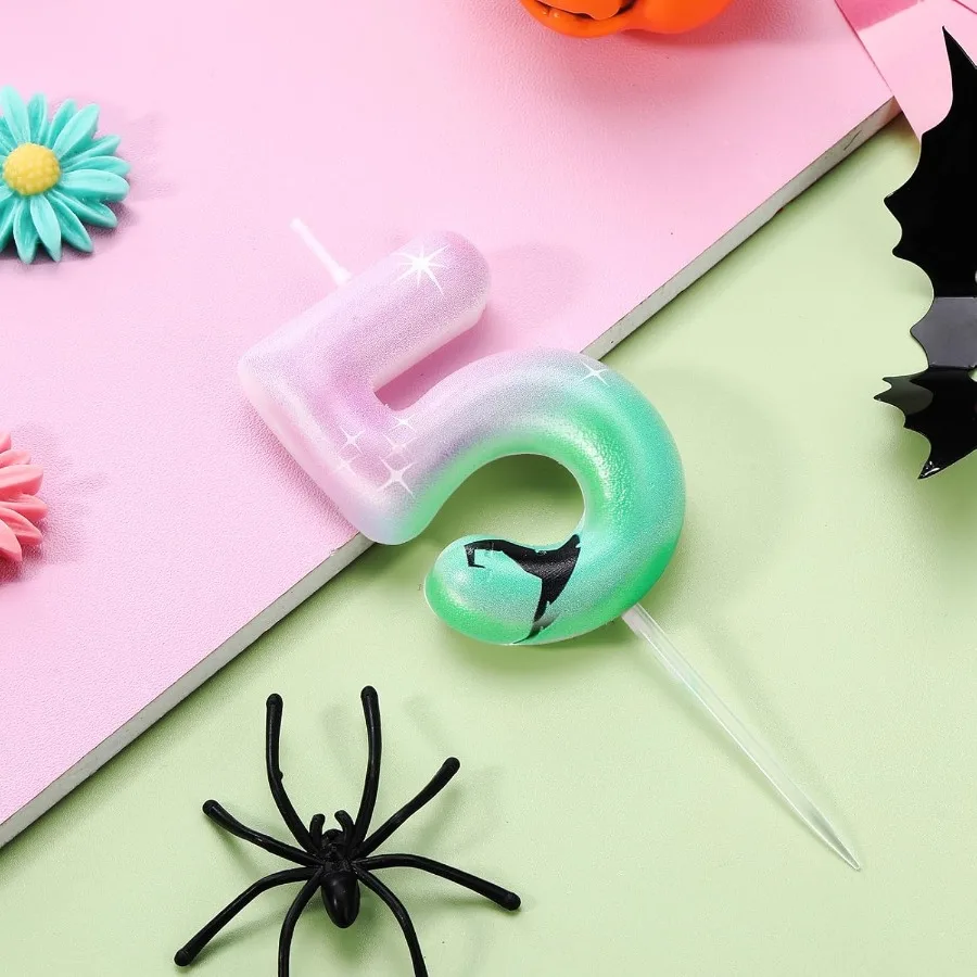 Witch Number Candle Birthday Decor Pink and Green Party Decorations Witch Movie Candle for Girl Boy Birthday Halloween Party Su
