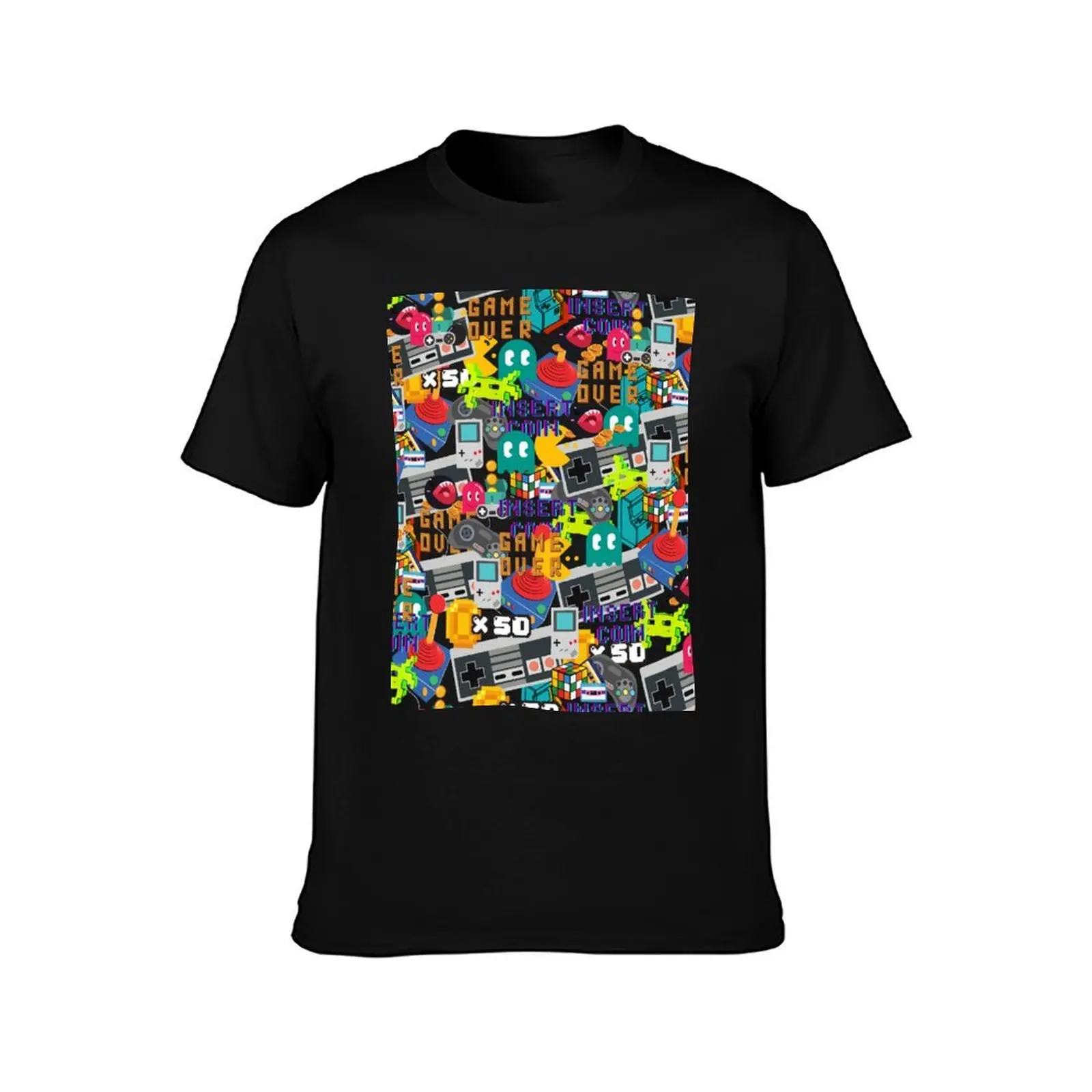 Retro Gamer l Classic Gamer | Vintage Gamer | Retro Gaming | Old Games Patterns T-Shirt Work Daily Short Sleeve Top T-Shirt