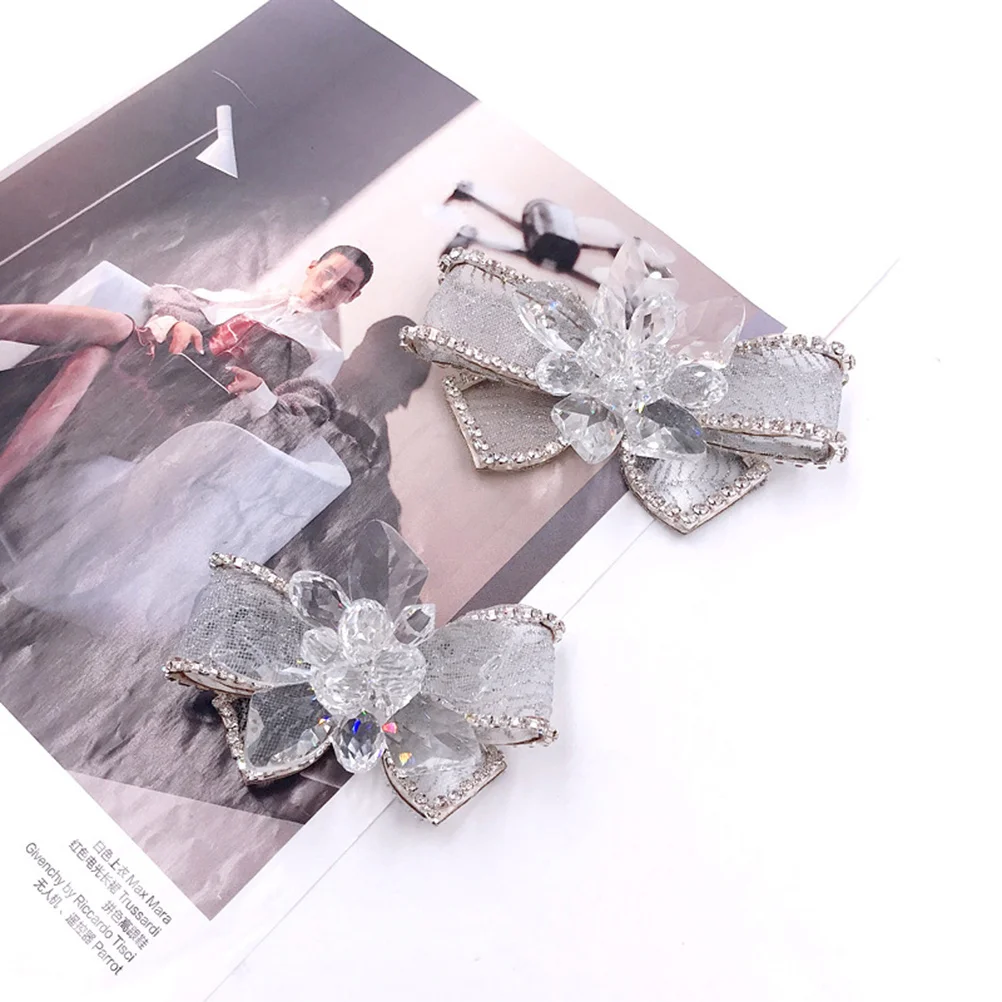 2Pcs Rhinestone Shoes Decor Crystal Glass Bowknot Clip DIY Accessories for Wedding Shoes Clothes Hats Bags Fashion Ornament