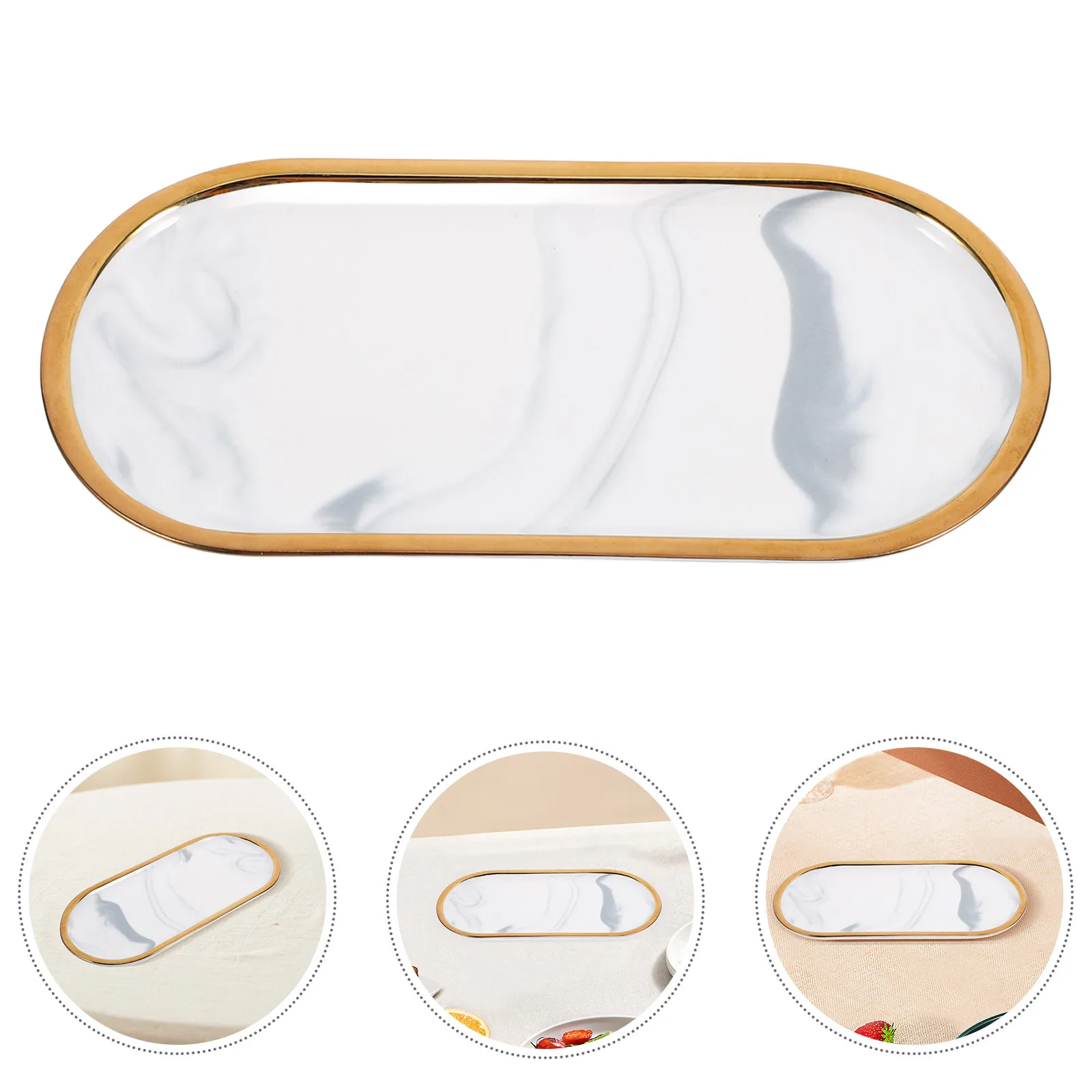 

Керамический органайзер для ванной комнаты с мраморным узором, поднос, элегантный держатель для туалетного столика, ювелирная десертная тарелка, декоративное хранилище