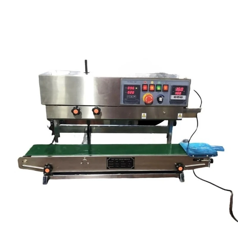 Factory Price Heat Sealer Continuous Stainless Steel Plastic Bag Packing Vertical Sealing Machine with Date Stamp