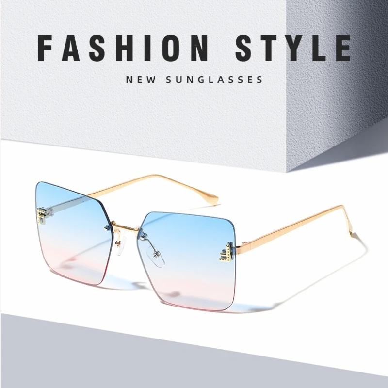 

Солнцезащитные очки без оправы с буквой F, женские, ретро, с градиентными линзами, винтажные, летний стиль, для вождения, женские, для путешествий, защита от УФ400