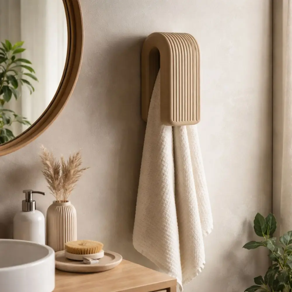 2 Pieces Strong Self Adhesive Auto-lock Towel Rack Space-saving Plastic Gravity Wall-mounted Hanger Practical Non Perforated