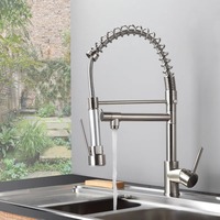 Modern Single Lever Brass Water Mixer Tap Pull-Down Sprayer 304 Stainless Steel Single Hole Kitchen Sink Faucet for Home