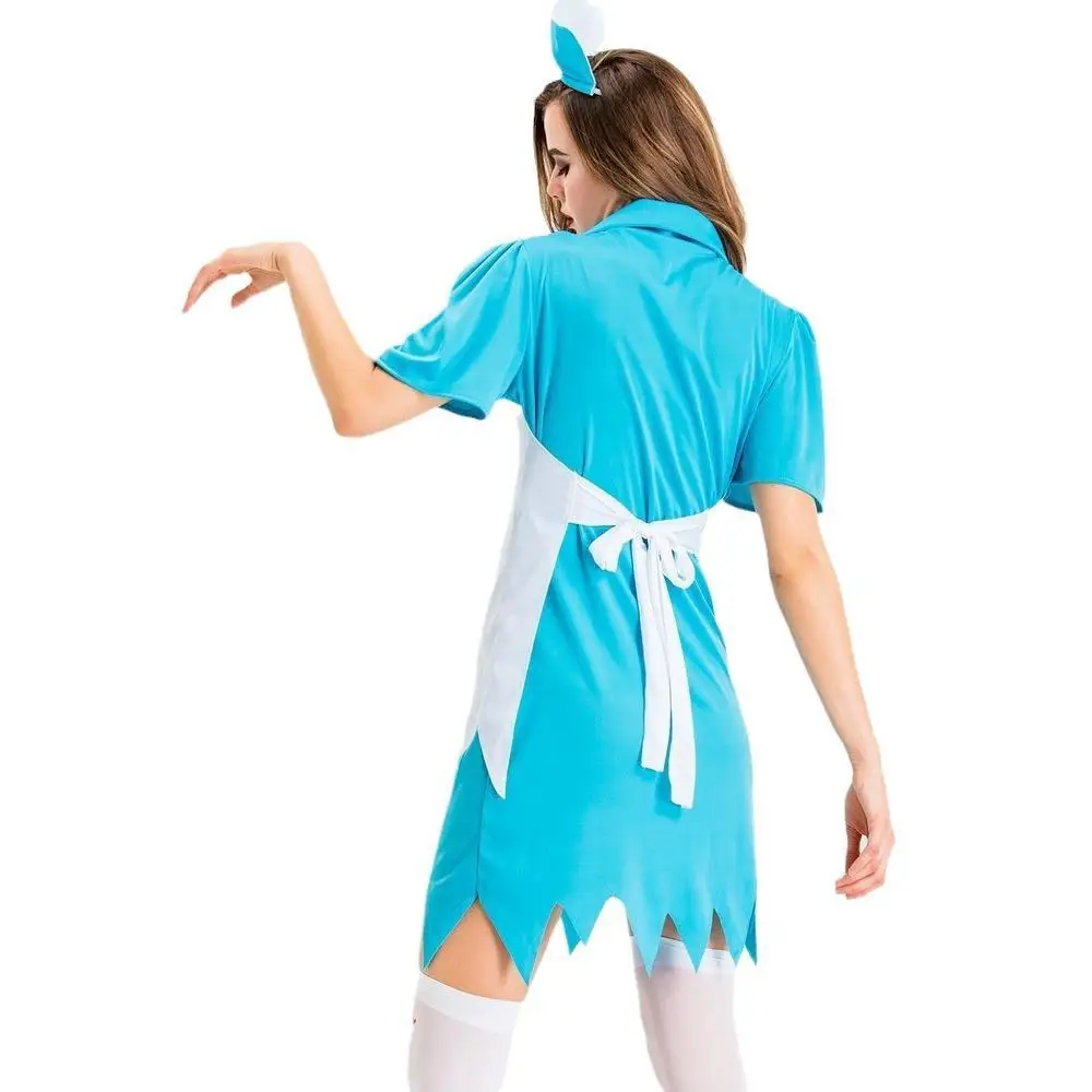 loween Horror Nurse Costume Bloodstained Servant Zombie Roleplay Outfit Women's Faion Festival Par Costume