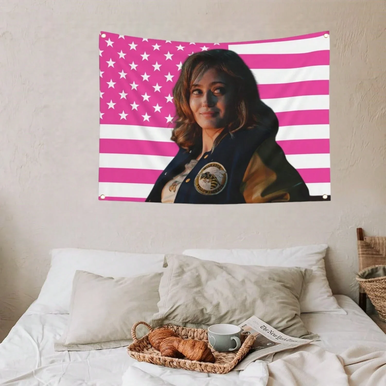 Bandiera di Ella Purnell, arazzi da parete per interni di Ella Purnell, bandiera rosa di Ella Purnell come Jackie Taylor 150x90 cm