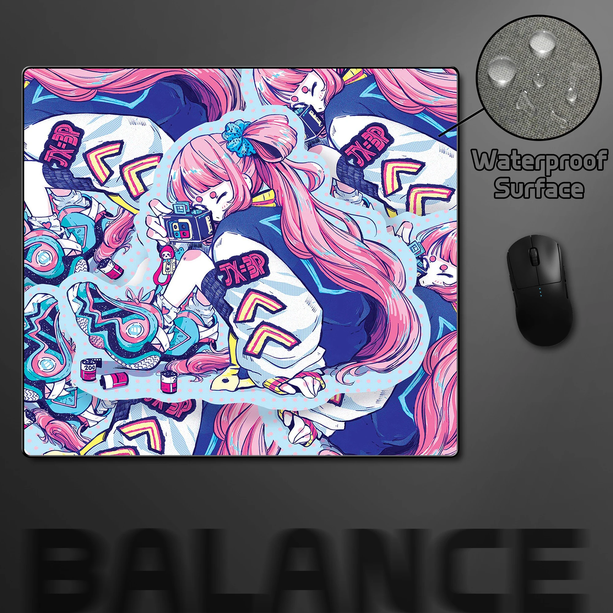 Anime Girls Camera Pattern Mouse Pad Office Balance Non-Slip Computer Mouse Mat E-Sports Mousepad Waterproof Laptop Desk Mat