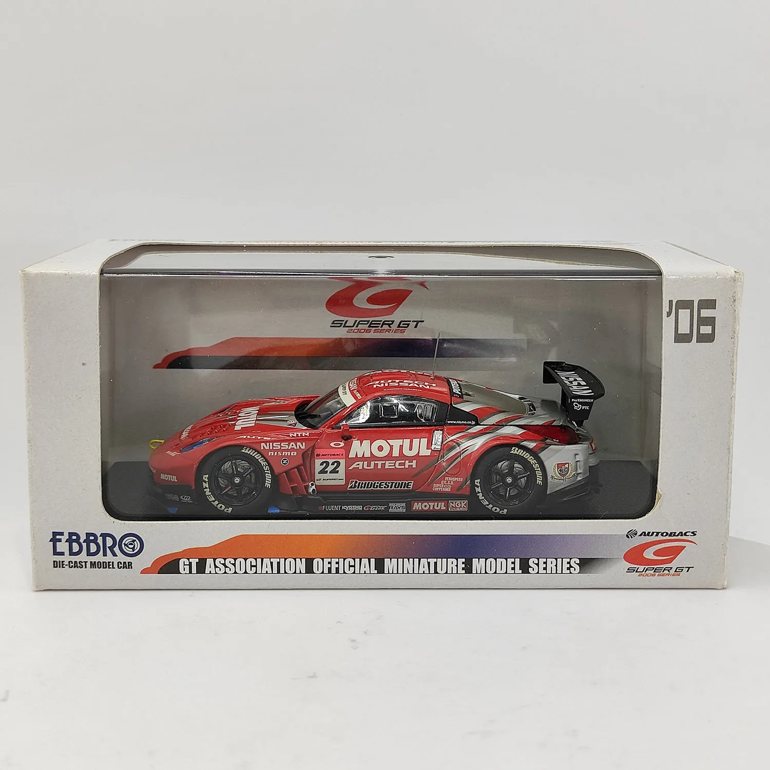 EBBRO fundido a presión escala 1:43 MOTUL AUTECH Z SuperGT 2006 # 22 Modelo de coche de aleación