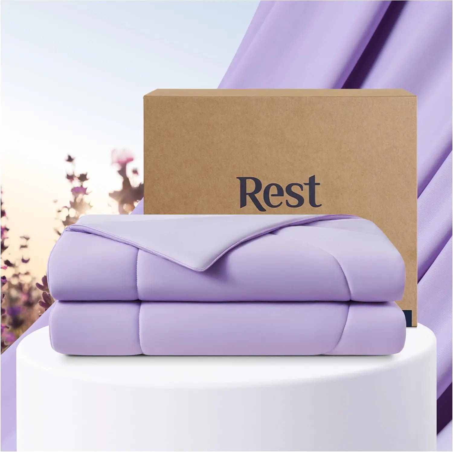 

Cooling Comforter Full/Queen Blanket for Hot Sleepers Summer Bedding to Keep Cool for Night Sweats 90"x90" Inche Lavender Breeze