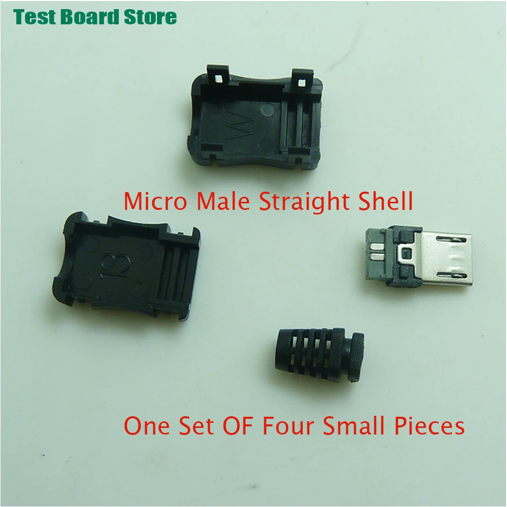 Test Board 1pcs Micro-USB Connector PCB Male Plug Snap Straight Case USB Male Soldering Wire Microphone 5P Interface 4-piece Set