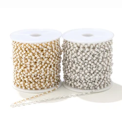 2 Meters Stainless Steel Pearl Gold Chains for Jewelry Craft DIY Handmade Necklaces Anklets Supplies Making Bulk Accessories