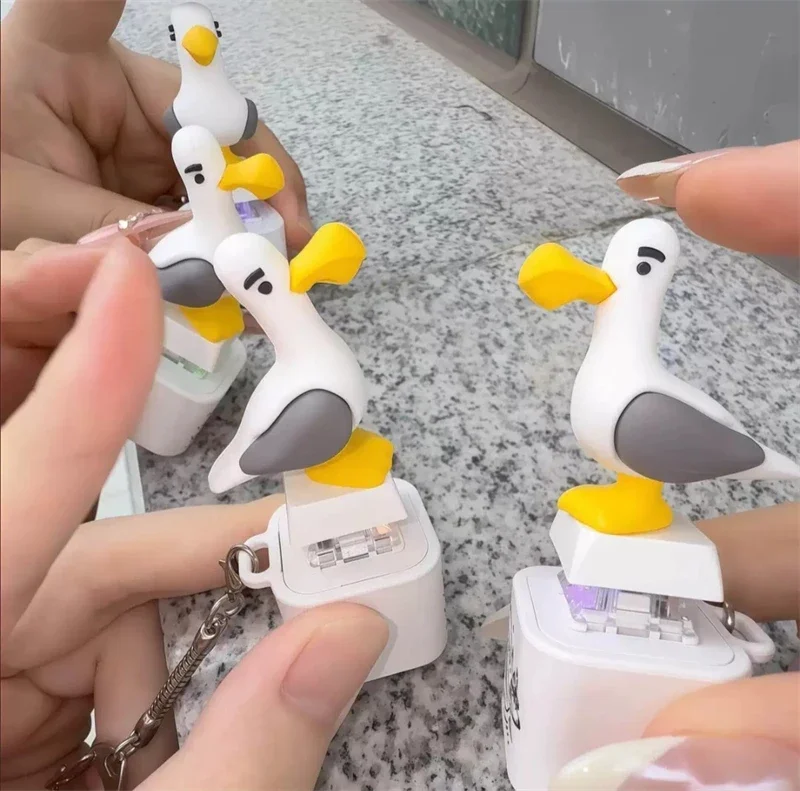 Hot Mine Bird Voice Key Luminous Electronic Pendant Keyboard Decompression Sound Little Seagull Portable Keychain USB Model Gift