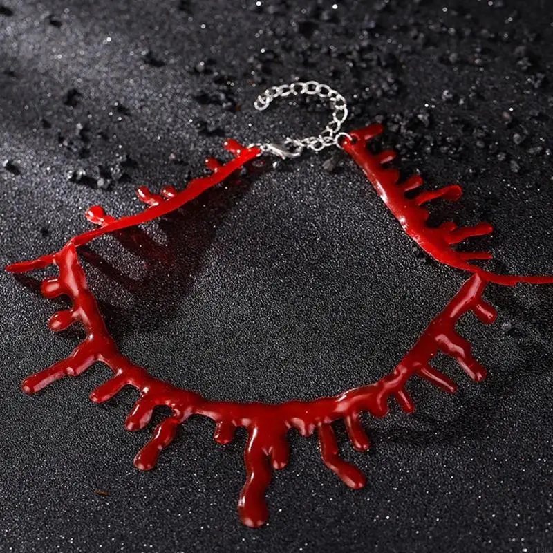 P8DB Fashion Halloween Red Blood Garufklace para mulheres assustador para vampiros colares cosplay escuros Gothic Jewelry