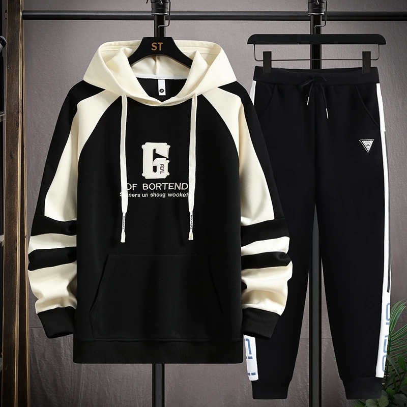 

New Men Tracksuit Brand Letter Print Fashion Sets Casual Pullover two Piece Hoodies Sweatshirts + Sweatpants Set 2024