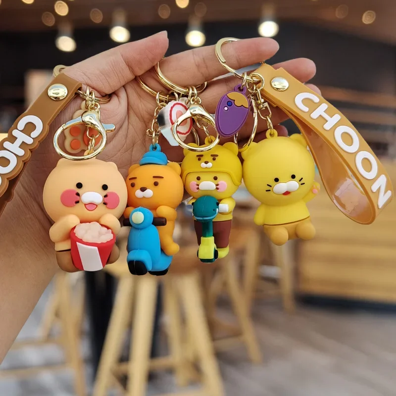 Faddish Cartoon Choonsik Keychain Kawaii Korean Anime Popcorn Doll PVC Toy Backpack Pendnat Keyring Cute Trinket for Couple Gift