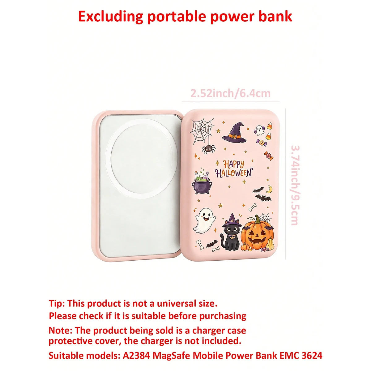 2 Halloween-Themed Tpu Magnetic Charging Protective Cases, Compatible with Apple's Original Magsafe Wireless Power Bank - Halloween-Themed Design, Anti-Drop Protection - Batteries Not Included - Halloween Gift