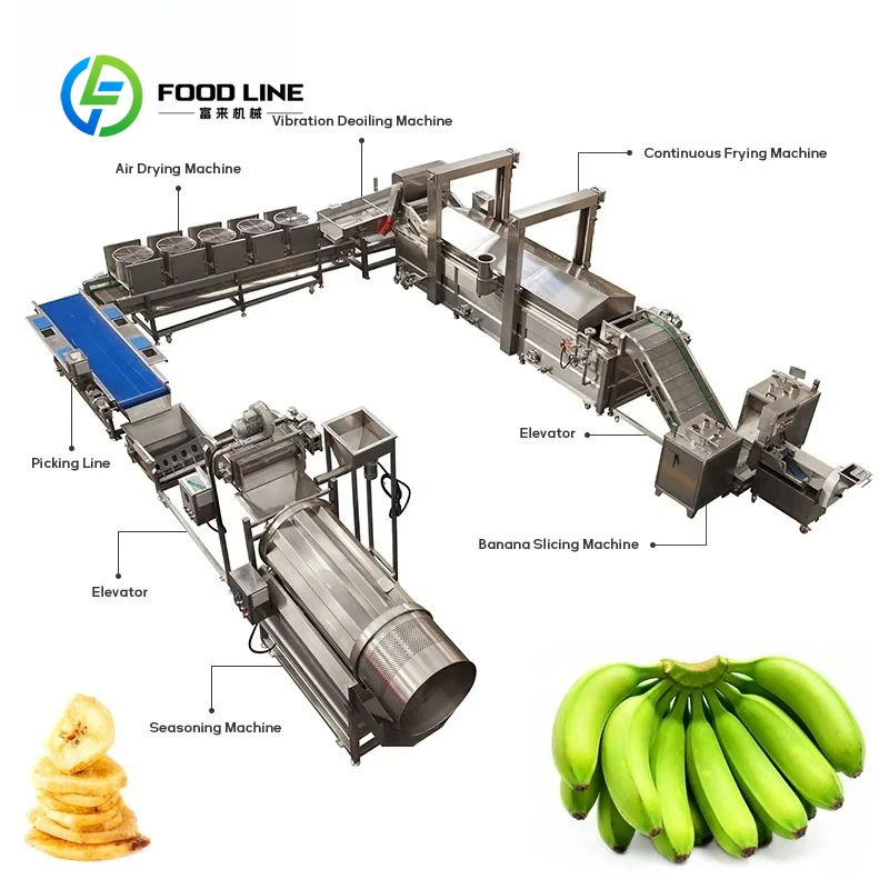 Customized size Durable banana chip frying line that produces fried bananas and potato chips