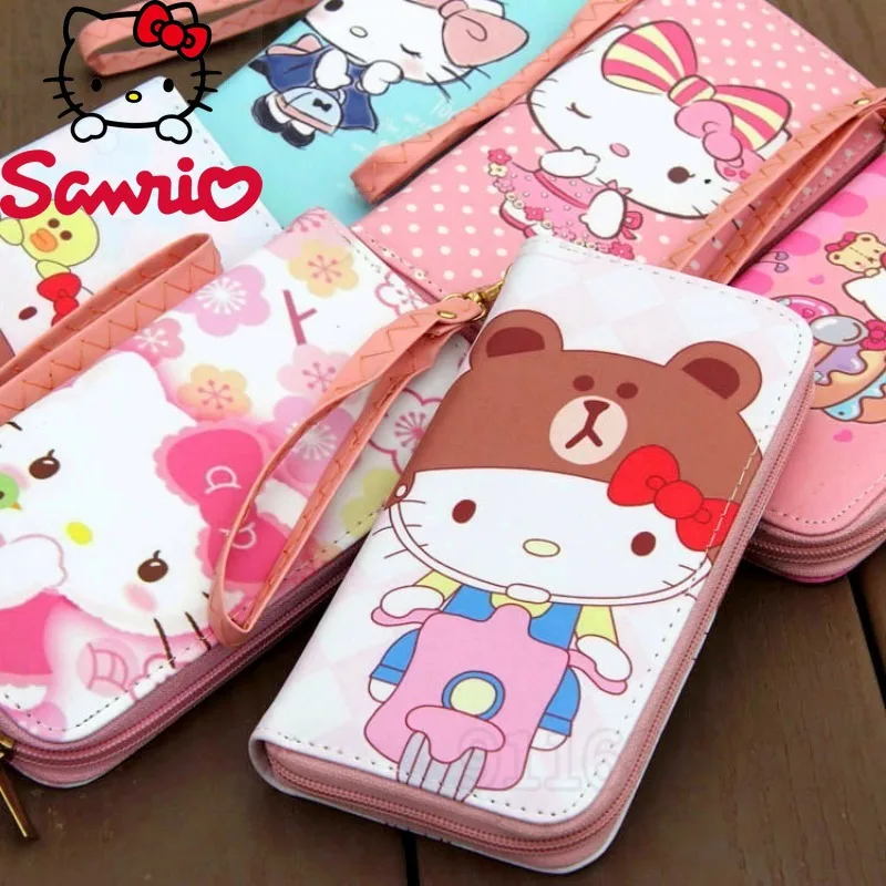  Hello Kitty New Long Wallet Cartoon Cute Children's Wallet Multiple Card Slots Large Capacity Fashion Girl Coin Purse